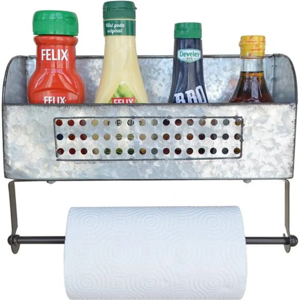 ShabbyDecor Farmhouse Paper Towel Holder with Shelf, Rustic Toilet Paper Holder